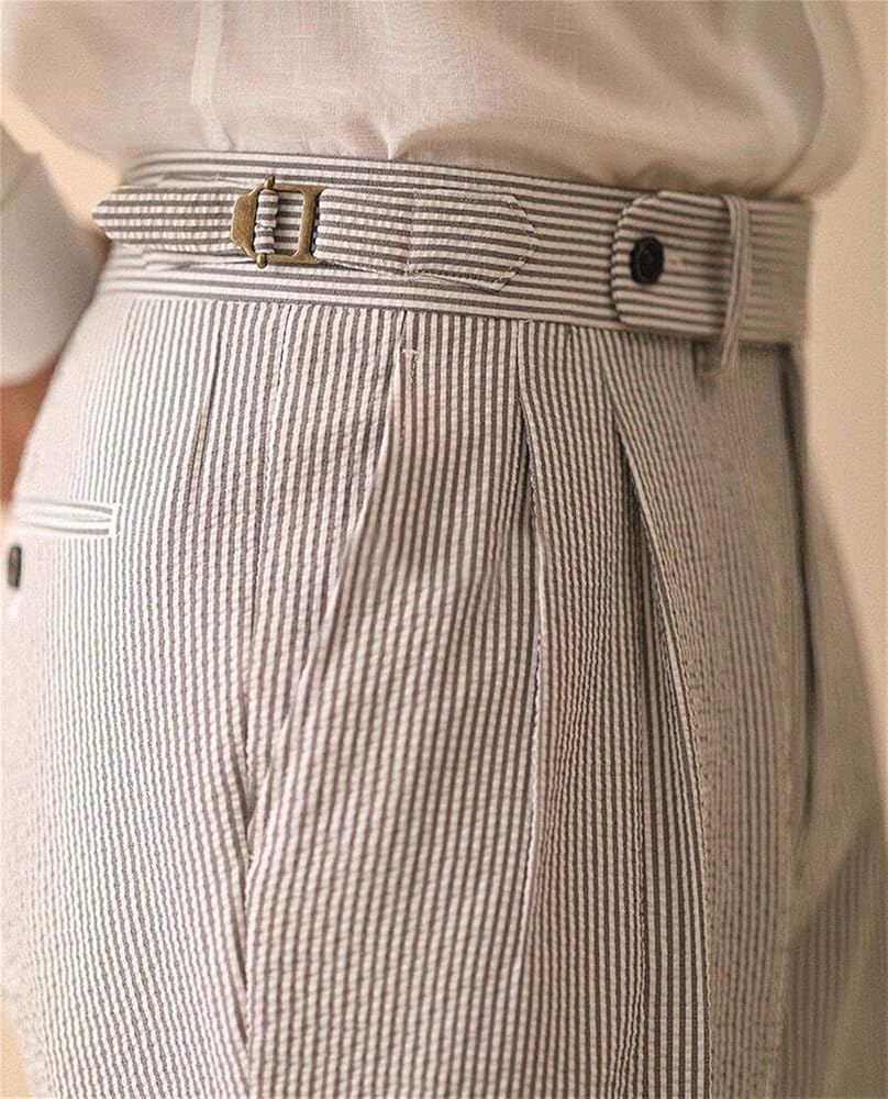 SevenBoy Men's Dress Pants Striped Seersucker Trousers